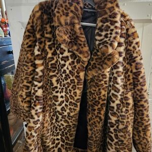 Boston Proper Leopard Print Teddy Jacket